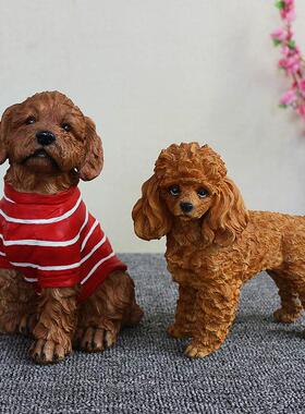 新款直销仿真狗摆件树脂泰迪犬客厅摆设创意礼物贵宾犬宠物狗模型