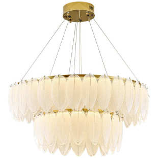 新款 卧室风灯轻皇家奢灯具羽毛2025玻璃风范奶油客厅 现代吊灯法式