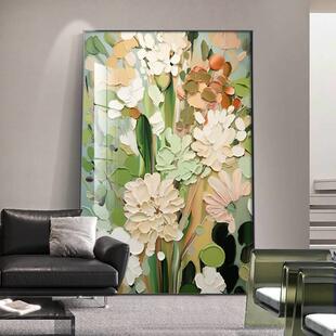 艺术大芬油画村落地装饰画绿色抽象多巴胺肌理感挂画抽象客厅壁画