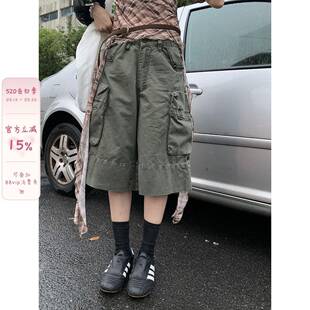 馨帮帮 帅气大口袋五分工装裤女夏季新款潮酷日系风穿搭休闲短裤