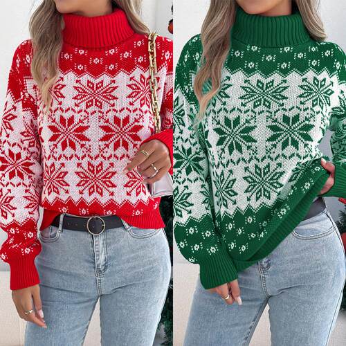 Snowflake patterned lantern long sleeved high necked