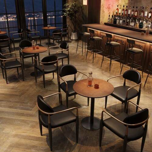 复古酒吧清吧桌椅组合奶茶店咖啡店桌椅夜场一整套酒馆餐厅吧台椅