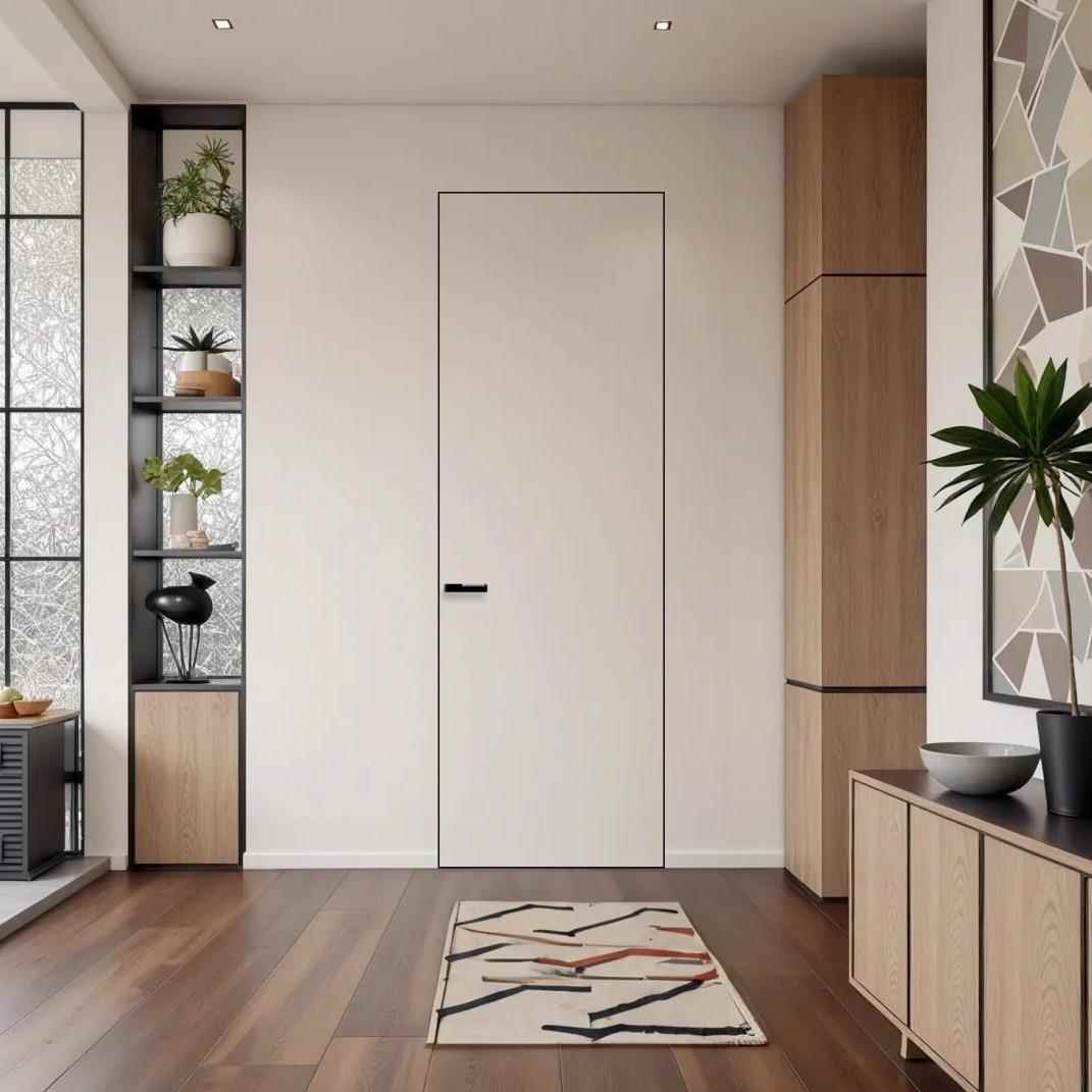 极简窄边无框门一门到顶隐形门铝木卧室内门电视背景墙通顶门暗门