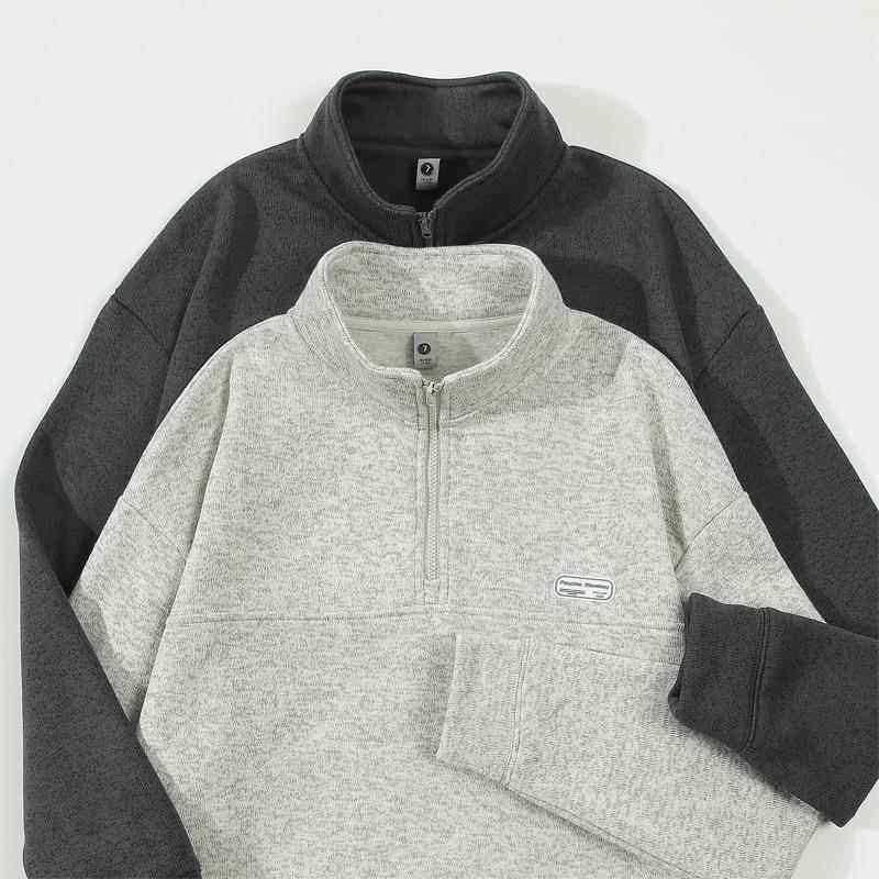 登爵男装日系抓绒立领半拉链卫衣宽松卫衣加绒保暖秋冬男外套上衣