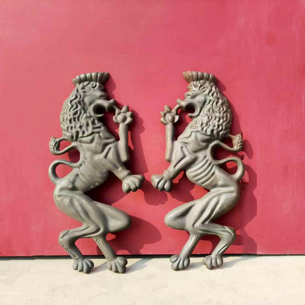 铸铁狮件子球墨焊铁花门狮铁艺护栏装饰配农村庭院PAS大门装接饰