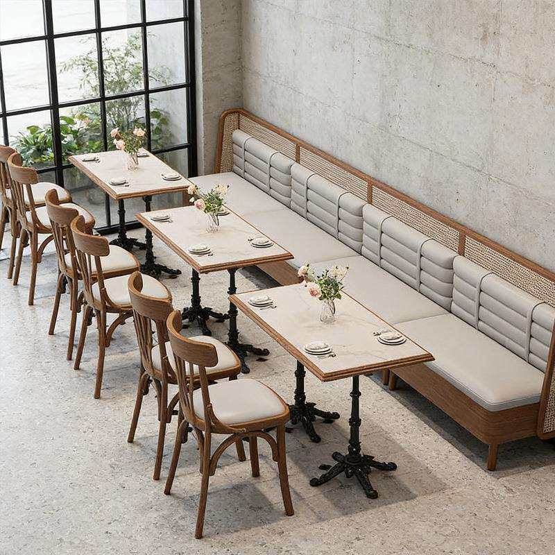 餐沙发咖啡卡座桌椅组合墙火锅店卡木酒吧清吧咖啡厅餐桌靠卡座实