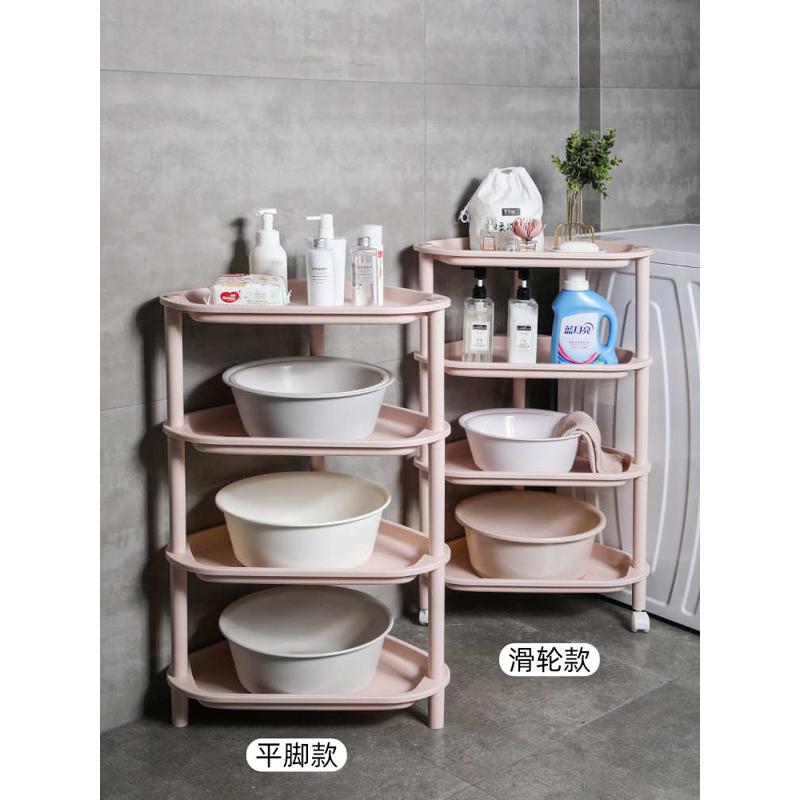浴室脸盆架卫生间置物架落地式带轮塑料多层厕所洗手间加厚三新品