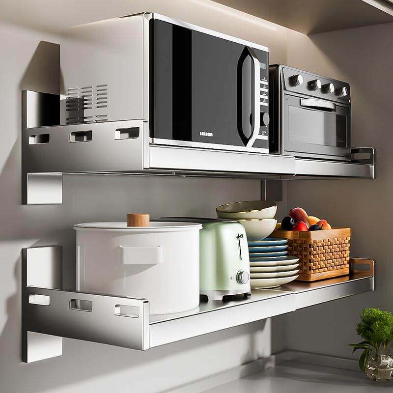 304不锈钢厨房调味料置物架壁挂式多功能免打孔挂墙壁上收纳层架