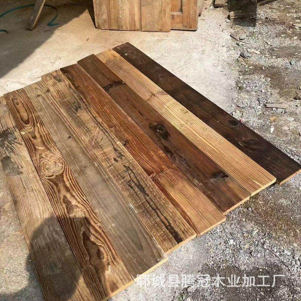 老榆木拼接板实木吧台复古桌面板旧木板民宿酒吧装修地板风化板