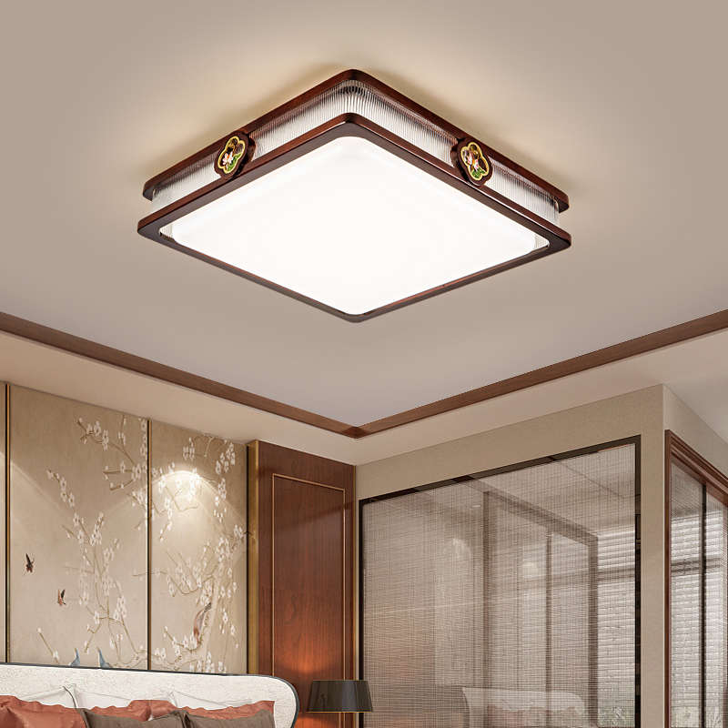 新中式吸顶灯客厅主灯年新款金丝檀木简约大气卧室餐厅吊灯具9509