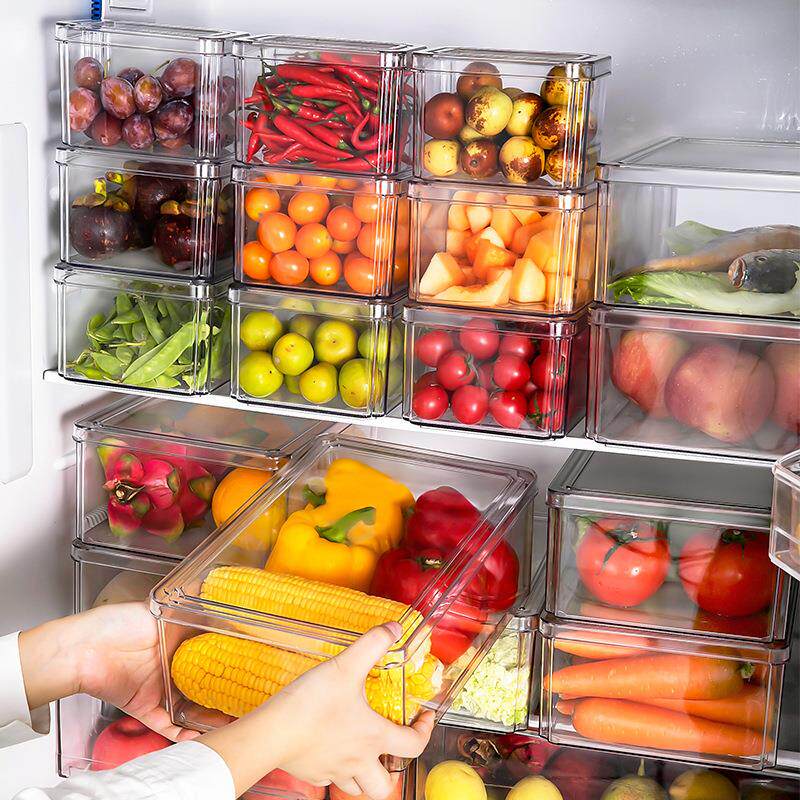塑料pet透明冰箱收纳盒 抽屉式整理盒食材保鲜盒 厨房冷冻储物盒