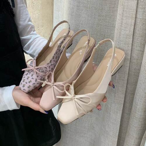 巨好看法式坡跟蝴蝶结包头凉鞋女2026新款夏季配裙子玛丽珍0625z