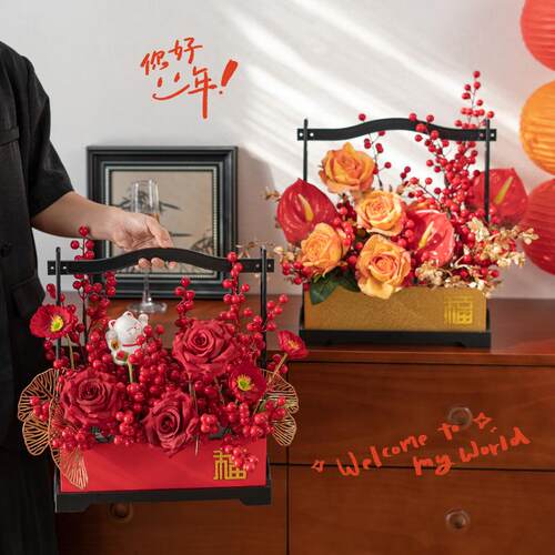 新年发财果仿真花装饰摆件红果年宵花假花花艺喜庆装饰花客厅摆设
