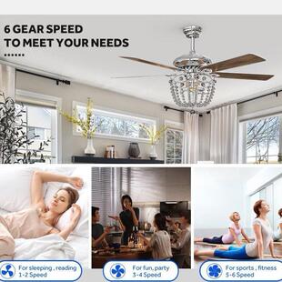 欧式 吊木 风扇灯铁叶厅叶复古餐卧室静扇音吊灯339一体灯带风扇