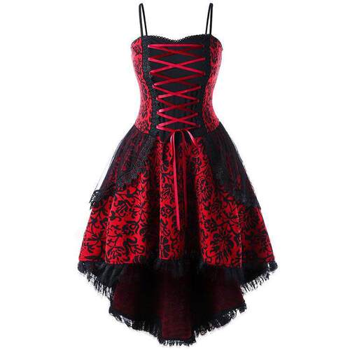 Halloween lace camisole dress万圣节欧美跨境覆古蕾丝吊带裙