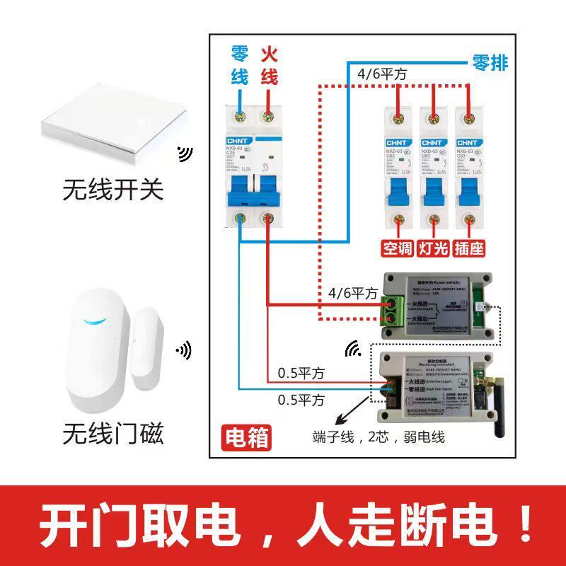 无线门磁取电开关不用布线无线开关酒店公寓宾馆民宿