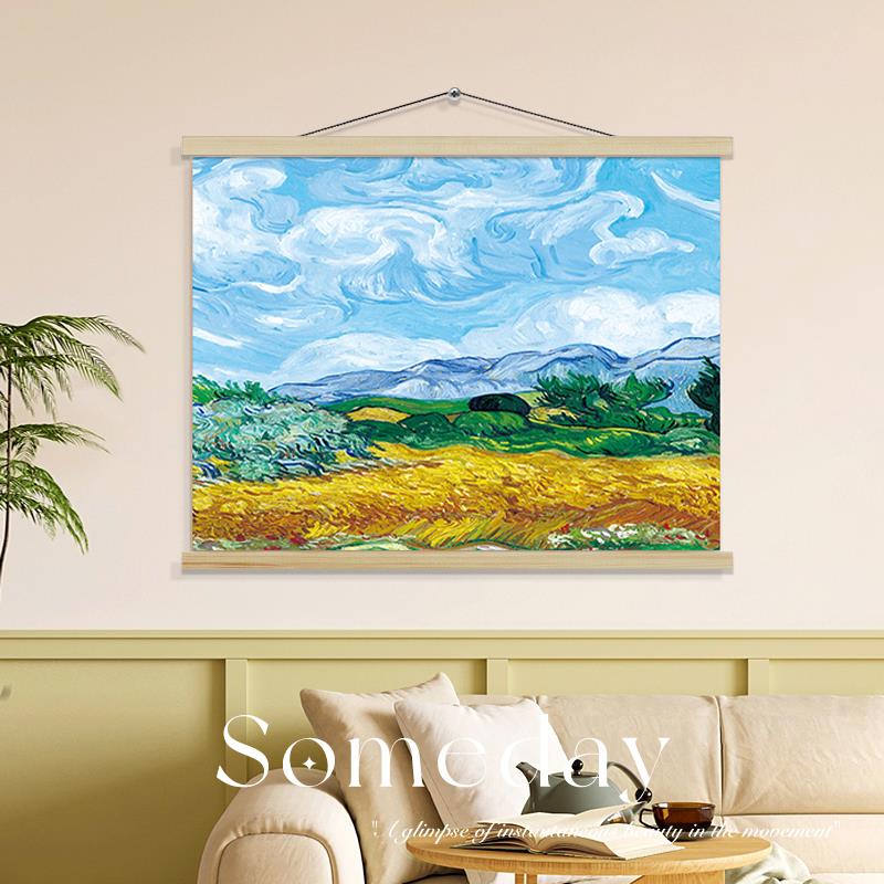 梵高装饰画世界名画客厅卧室饭厅玄关挂画风景田园遮电表箱挂绳画