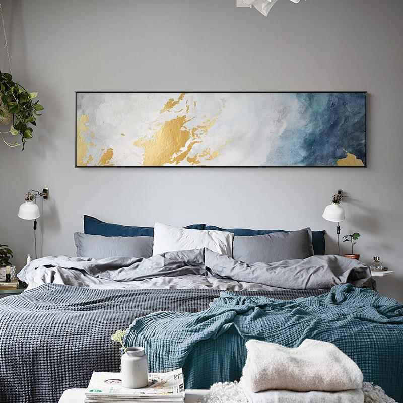现代轻奢抽象卧室装饰画简约客厅墙画横床头软装工装酒店背景壁画