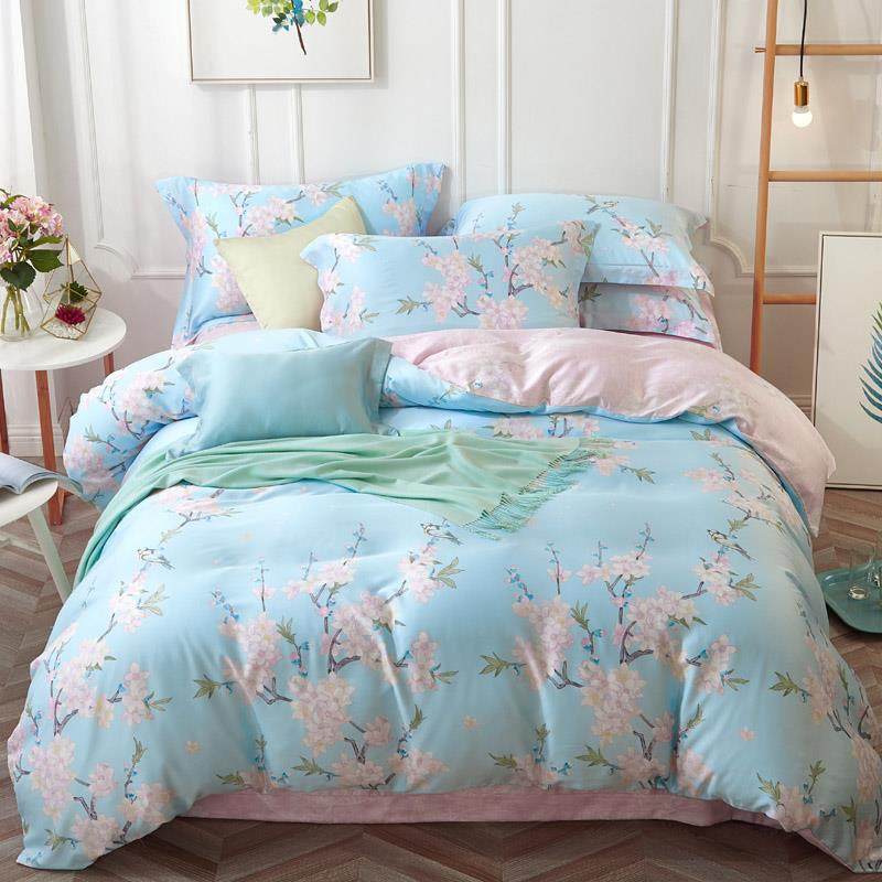 正品2024春夏季双面纯天丝件套3D床用品床单上冰丝滑被套1四8m床.