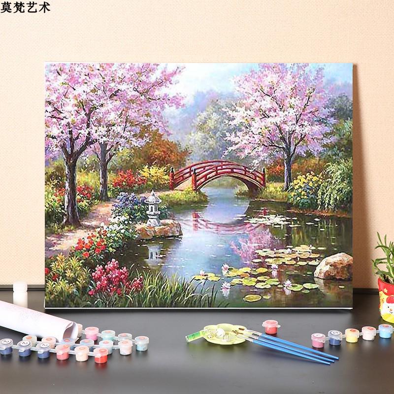 數(shù)字油畫(huà)填充手工填色消磨時(shí)間花開(kāi)季節(jié)裝飾涂色丙烯油彩畫(huà)畫(huà)