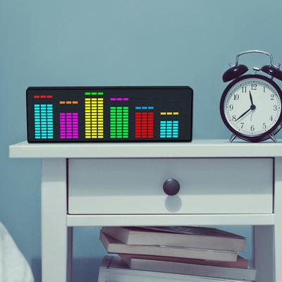 彩色LED音乐频谱电子时钟声控节奏灯1624RGB拾音气氛电平指示器