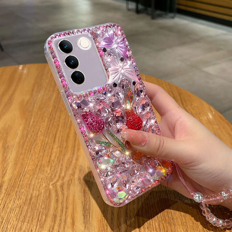 适用于适用于vivoS16手机壳V29女款S17新款V30闪钻V40奢华S18玫瑰