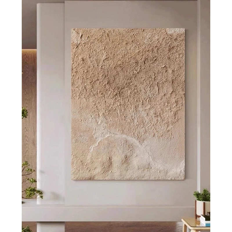 纯手绘侘寂风轻奢现代客厅极简抽象画玄关无框肌理油画走廊装饰画图片
