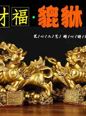 铜貔貅摆件一对皮丘家居客厅装饰公司店铺开业礼品吉祥物