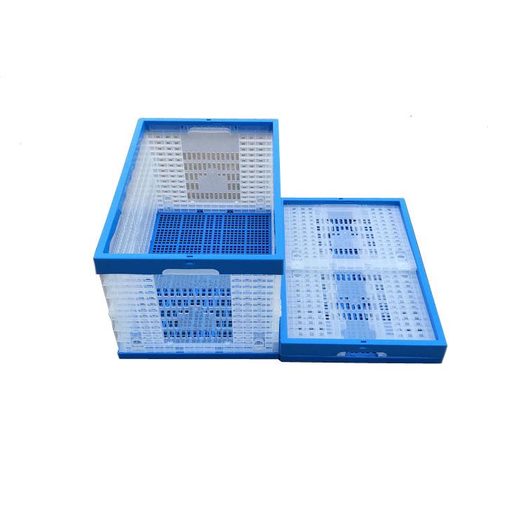 折叠式塑料筐透明色 600-340生鲜蔬菜配送折叠框透明料塑料折叠筐