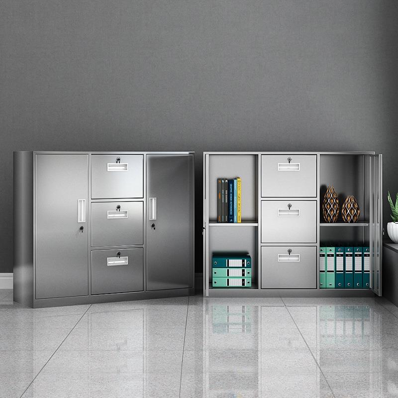 资料储物收纳车库小柜抽屉床带锁头M&304锈钢矮具柜室外TXG工文不