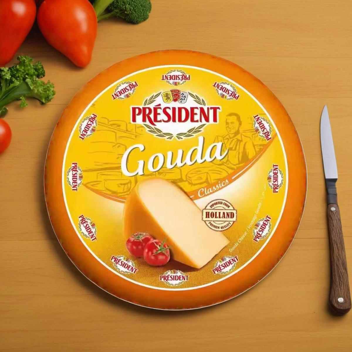 PRESIDENT Gouda 荷兰总统黄波车轮干酪原制干酪高达车轮芝士即食