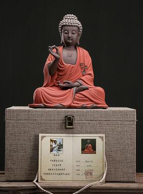 高档陶释瓷工命艺品摆件迦摩尼佛像本佛中式客厅居玄关博古架装家