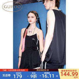 Gukoo/果壳睡衣情侣夏季运动风背心宽松男士家居服套装B