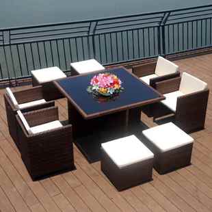 户外庭院园休桌闲椅简约天阳台桌椅藤椅茶A829几组合室外露创意餐