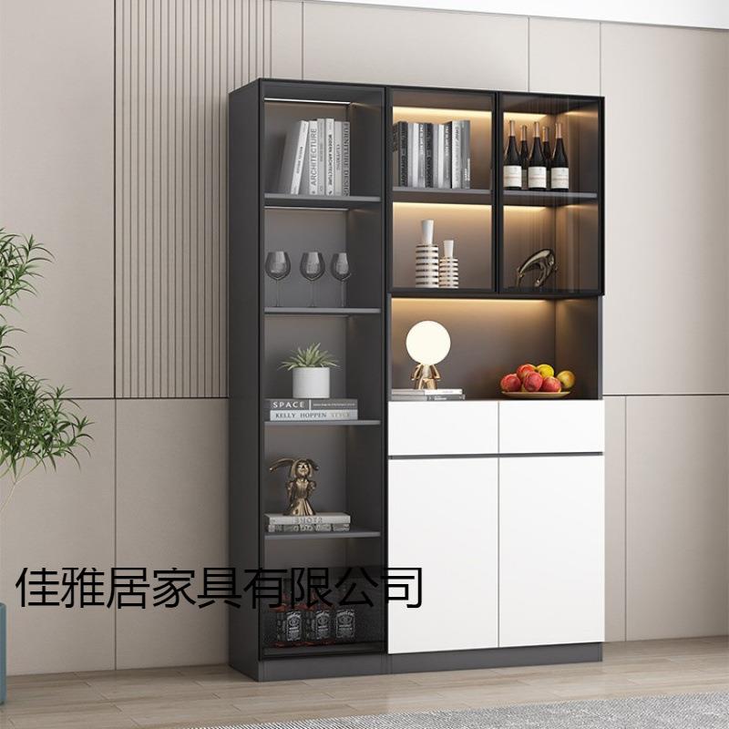 现代简约轻奢客厅收纳柜意式玻璃门酒柜餐厅柜餐边柜高柜一体靠墙