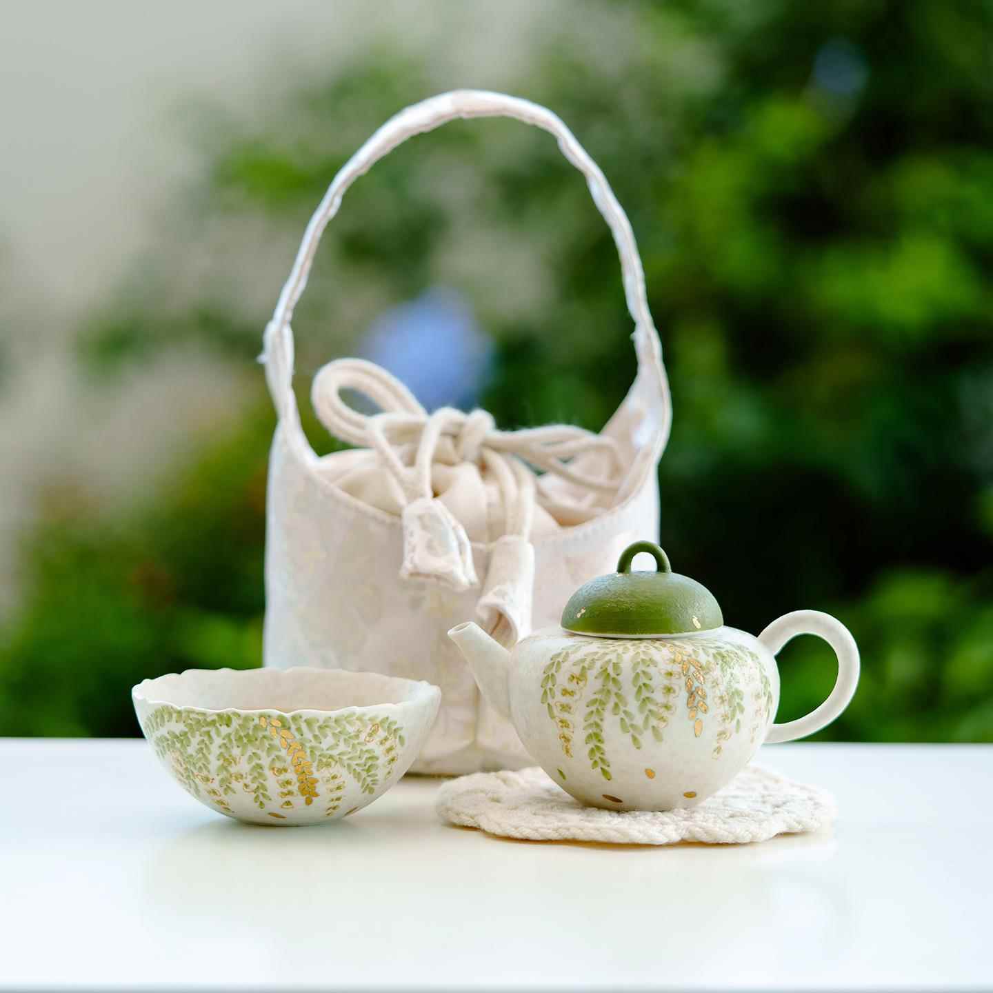 岩矿白陶瓷泡茶壶旅行茶具一人饮便携式杯子茶壶户外露营喝茶装备