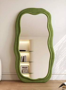 形波浪全身方镜形家用落地网镜EOA服装店创意女生卧室穿衣镜红异