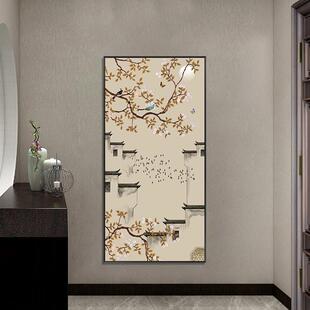饰画竖版 走廊尽头过道挂画徽派建筑花鸟壁画 玄关装 徽城古建新中式