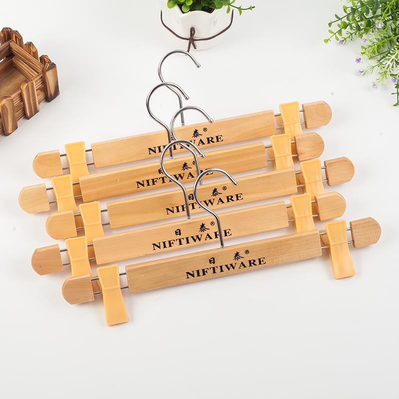 正品服装专日裤泰实木晒木制用无痕成人裤架夹木质家用衣架夹子晾