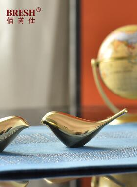 轻奢创意铜鸟饰品客厅装饰书柜酒柜桌面家居艺术装饰工艺品