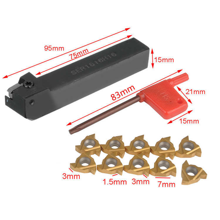 车刀杆SER1616H16数控车刀杆+10片16 ER AG60刀片+扳手 电商