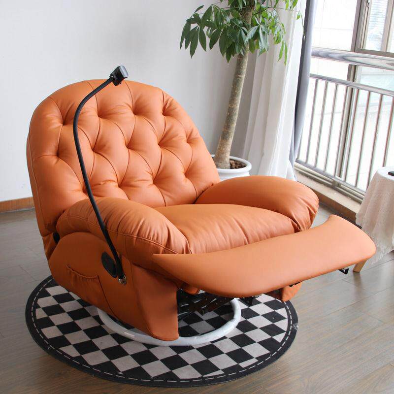 蛋壳懒人沙发椅客厅电动卧室影院太空单人座椅小沙发猫爪皮橙色