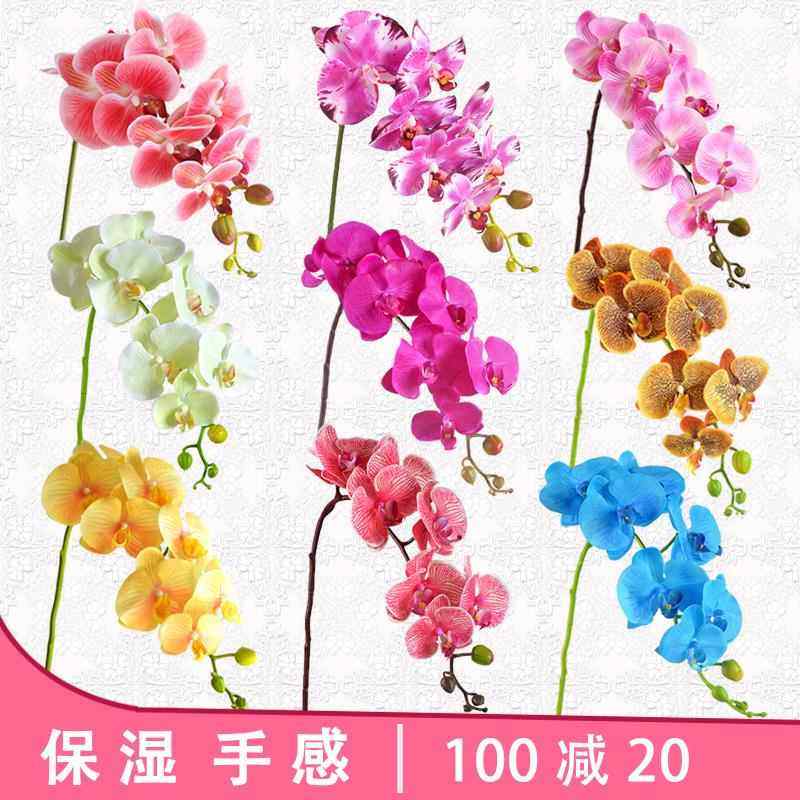 过胶保湿手感蝴蝶兰仿真花单支花客厅家居装饰花酒店婚庆插花假花
