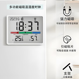 冰箱贴磁吸时钟桌面电子温湿度计闹钟母婴家用电子壁挂时钟厨房钟