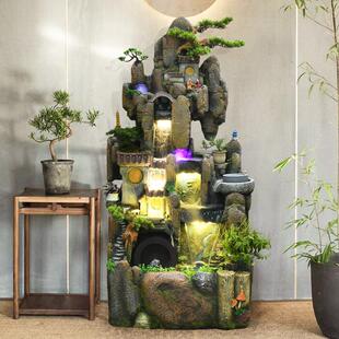 假高流水喷泉循环水落1966地观山摆件客厅公山司招财风水加湿器景