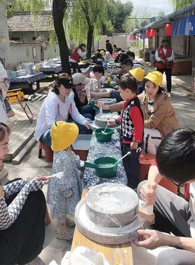 小石磨家用小型豆浆豆腐研学基地亲子活动手动推拐磨盘石碾石墨子