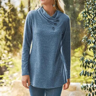 Women's pile collar nail buckle long sleeved