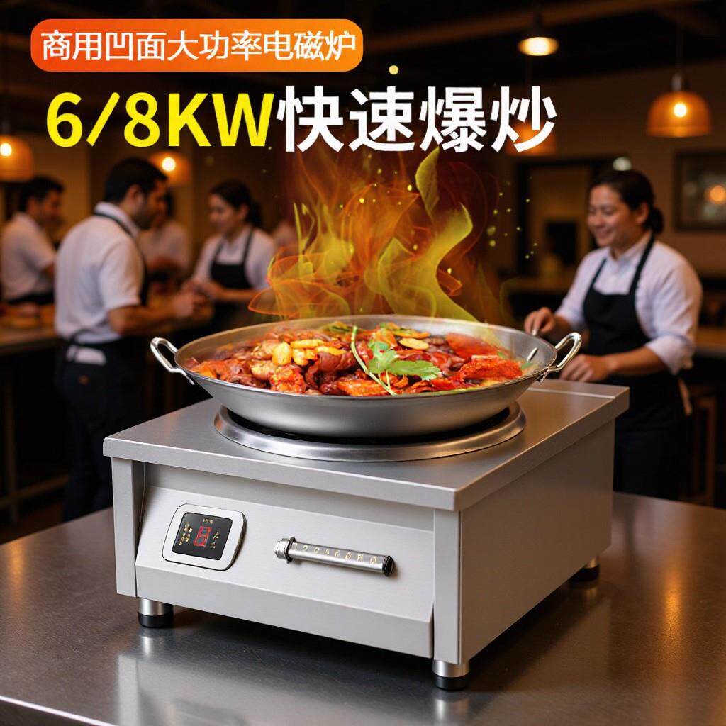 商用凹面电磁炉6000/8000W大功率单头电磁电炉灶多功能电磁灶厨房