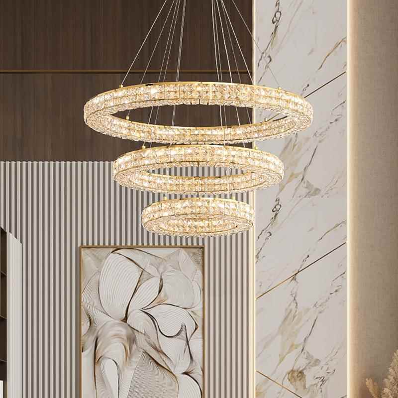 水晶客厅吊灯代简约大气环形现轻奢创圆63734意复楼大厅卧式室餐