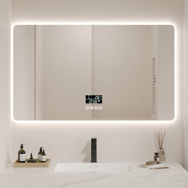 浴室镜洗手间方形led发光触摸屏智能镜子卫生间壁挂防雾带灯化妆